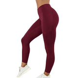 Gym Leggings Pocketed | Contour Chicy Boutique wine red S
