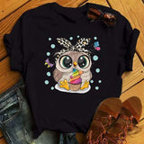 Owl Print Casual Short-sleeved | Owl Chicy Boutique ETLFT24731170032 M