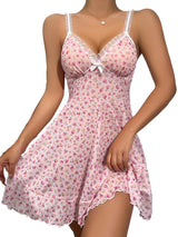 Floral Printed Lace Pijama | Goddess Chicy Boutique Pink L