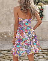 Hanging Neck Waist Short Ruffle Edge Dress | Edge Chicy Boutique
