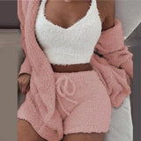 3-set Fluffy Pajamas Set | Polishia Chicy Boutique Pink S(30-32)