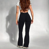 High-Waist Butt-Lifting Flared Leggings for Women | FlareFit Chicy Boutique black S