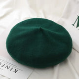 Wool Berets French Style | Nordic Chicy Boutique dark green One Size