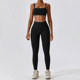 2PCS Push Up Fitness Sport Bra and Leggings Set | Zella Chicy Boutique Black Set-2 XL CHINA