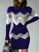 Print Slim Knitted Dress | Hazely Chicy Boutique