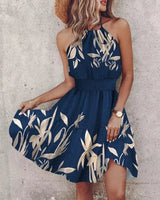 Hanging Neck Waist Short Ruffle Edge Dress | Edge Chicy Boutique
