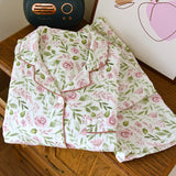 100% Cotton Gauze 2 Piece | Gleamia Chicy Boutique Long sleeved pants-7 M(34-36)