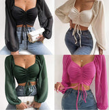 Lace up V-neck Long Sleeve | Titi Chicy Boutique