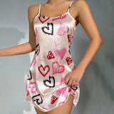 Floral Satin Mini Nightgown – Sleeveless & Silky | Yaeli Chicy Boutique Pink S
