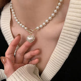 Elegant Pearl Necklace - Heart Pendant | Lustreline Chicy Boutique