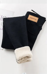Women's winter fleece-lined high-waist skinny leggings | Lambora Chicy Boutique Black S