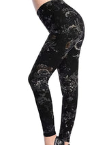Black Floral Print Skinny Leggings | AeroFit Chicy Boutique