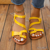 Open Toe Flat Sandals | Helena Chicy Boutique Yellow 43