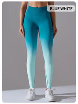 Lycra High Waisted Hip Lifting Leggings | Colorful Chicy Boutique Blue white M