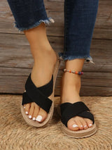 Straw Flat Slippers | Hemp Chicy Boutique