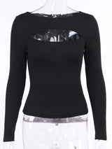 Hollow Out Solid Slim O Neck | Hole Chicy Boutique