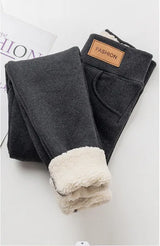 Women's winter fleece-lined high-waist skinny leggings | Lambora Chicy Boutique Dark Gray L