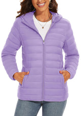 Full Zip Up Hooded Puffer Jacket | Glaciera Chicy Boutique Light Purple CN M (US S) CHINA