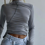 Y2K Turtleneck Long Sleeve Top | Nova Chicy Boutique GRAY S