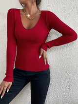 Ribbed V-Neck Spring Sweater | Aviva Chicy Boutique