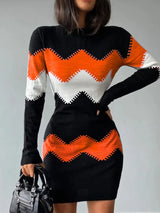 Print Slim Knitted Dress | Hazely Chicy Boutique Orange M