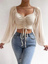 Lace up V-neck Long Sleeve | Titi Chicy Boutique