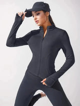 Yoga Coat Short Sports Jacket | Juicy Chicy Boutique Black S
