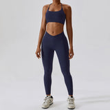 Back Bra High Waist Leggings Suit | Siren Chicy Boutique Navy L