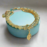 Hetian Jasper Bracelet with Golden Branch & Jade Leaves | Jasper Chicy Boutique