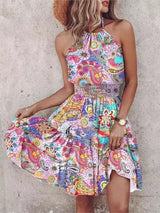 Hanging Neck Waist Short Ruffle Edge Dress | Edge Chicy Boutique