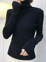 Turtleneck Sweater | Frostine Chicy Boutique BLACK One Size