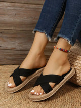 Straw Flat Slippers | Hemp Chicy Boutique