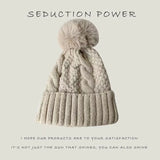 Twist Knitting Hat with Fur Pompom | IceCap Chicy Boutique beige white One Size