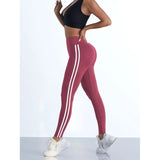 Striped Slim Yoga Leggings Stretchy | Celiat Chicy Boutique