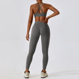 2PCS Push Up Fitness Sport Bra and Leggings Set | Zella Chicy Boutique Grey Set-1 XL CHINA