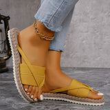 Cross Flat with A Word Beach Slippers | Secret Chicy Boutique Yellow 39