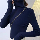 Turtleneck Sweater | Frostine Chicy Boutique NAVY One Size