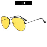 2025 Double Bridge Aviator Sunglasses | Skyglow Chicy Boutique Black Yellow As the picture