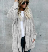 Double Fleece Cardigan Jacket | Chilluxe Chicy Boutique GRAY XXL