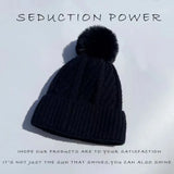Twist Knitting Hat with Fur Pompom | IceCap Chicy Boutique black One Size