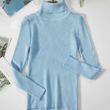Turtleneck Sweater | Frostine Chicy Boutique skyblue One Size
