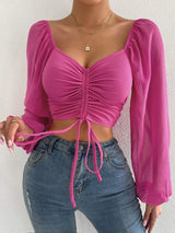 Lace up V-neck Long Sleeve | Titi Chicy Boutique