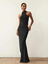 Satin Hollow-Out Maxi Dress ✨ | Noir Chicy Boutique Black S