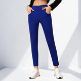 Women's winter fleece-lined high-waist skinny leggings | Lambora Chicy Boutique Blue S