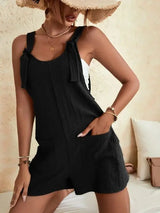 Tie Knot Strap Jumpsuits with Pockets | Serene Chicy Boutique black XXL