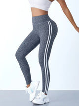 Striped Slim Yoga Leggings Stretchy | Celiat Chicy Boutique gray S
