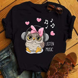 Owl Print Casual Short-sleeved | Owl Chicy Boutique ETLFT24731170033 M