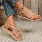 Soft Soled Flat Sandals | Monica Chicy Boutique Dark Khaki 36