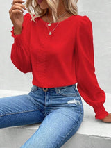 Elegant Long Sleeved Round Neck | Auburn Chicy Boutique red XXL