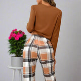 Pajamas Set Long Sleeves Full Pants | Brisa Chicy Boutique